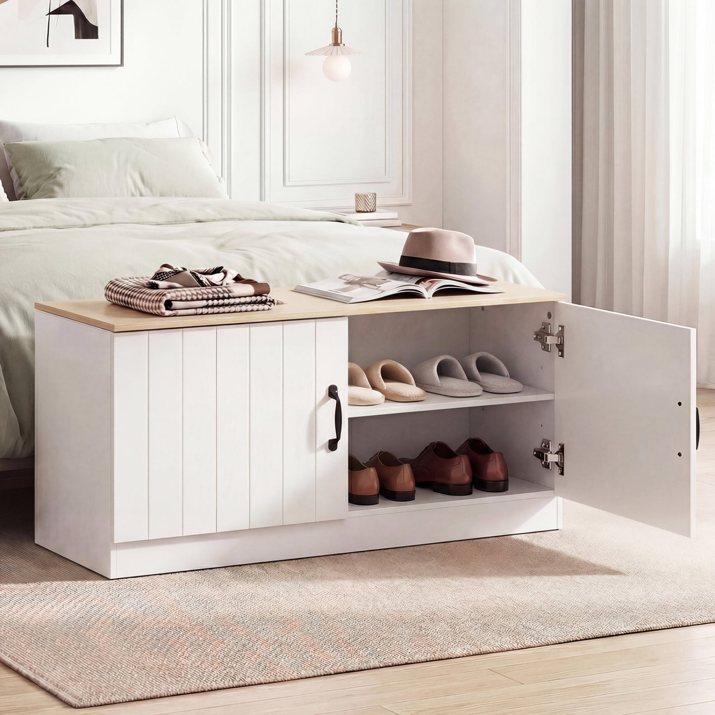 2-Door Shoe Storage Cabinet, Adjustable Shelves, Natural Shoe Racks & Storage Benches at Gallery Canada