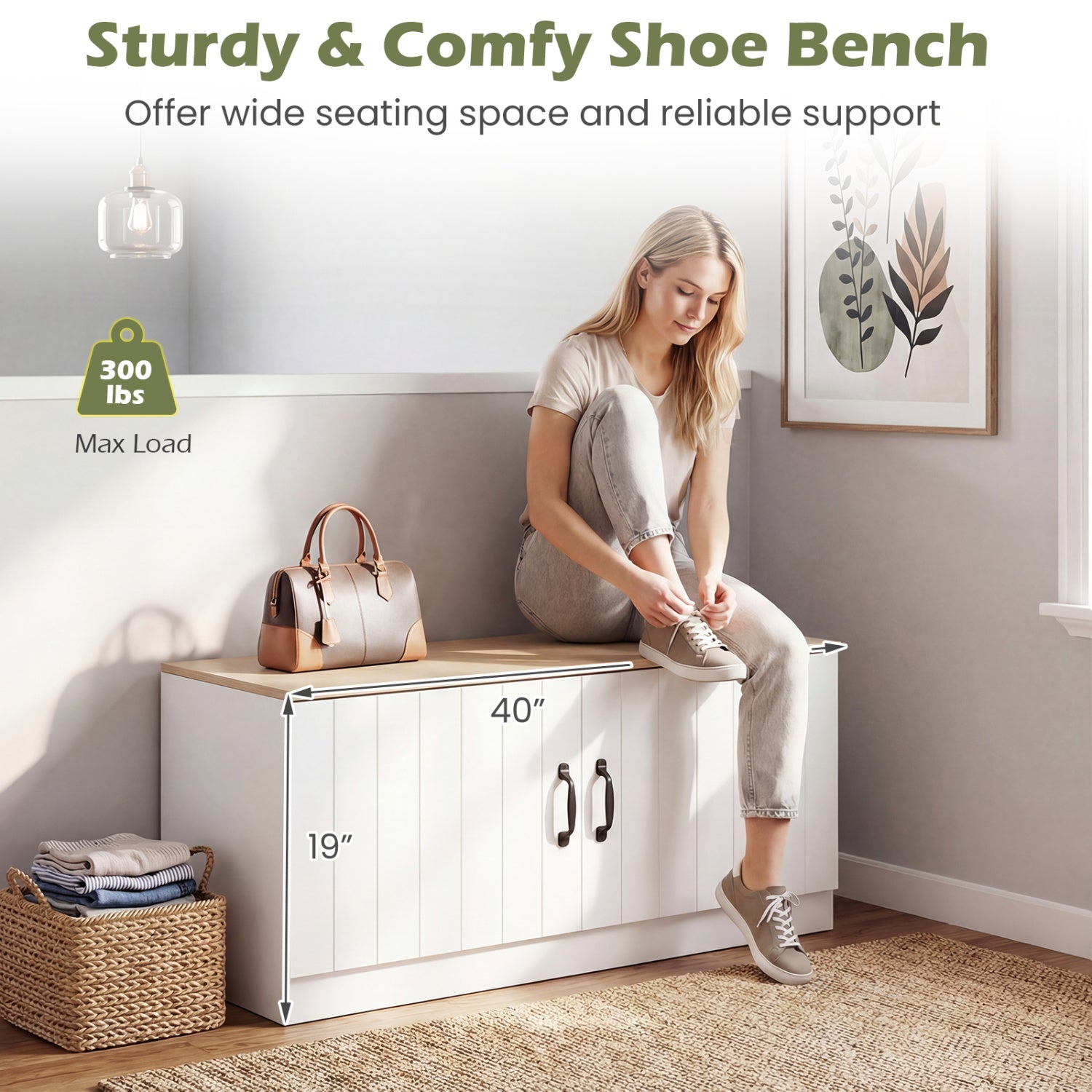 2-Door Shoe Storage Cabinet, Adjustable Shelves, Natural Shoe Racks & Storage Benches at Gallery Canada
