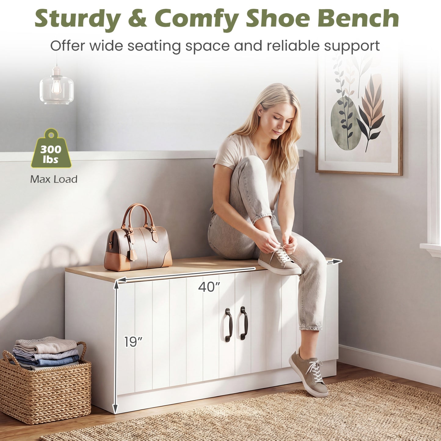 2-Door Shoe Storage Cabinet, Adjustable Shelves, Natural Shoe Racks & Storage Benches at Gallery Canada