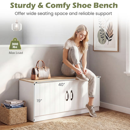 2-Door Shoe Storage Cabinet, Adjustable Shelves, Natural Shoe Racks & Storage Benches at Gallery Canada