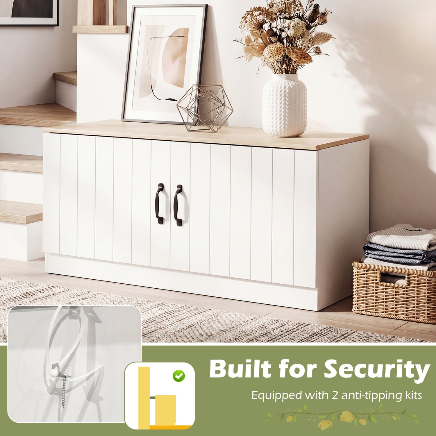 2-Door Shoe Storage Cabinet, Adjustable Shelves, Natural Shoe Racks & Storage Benches at Gallery Canada