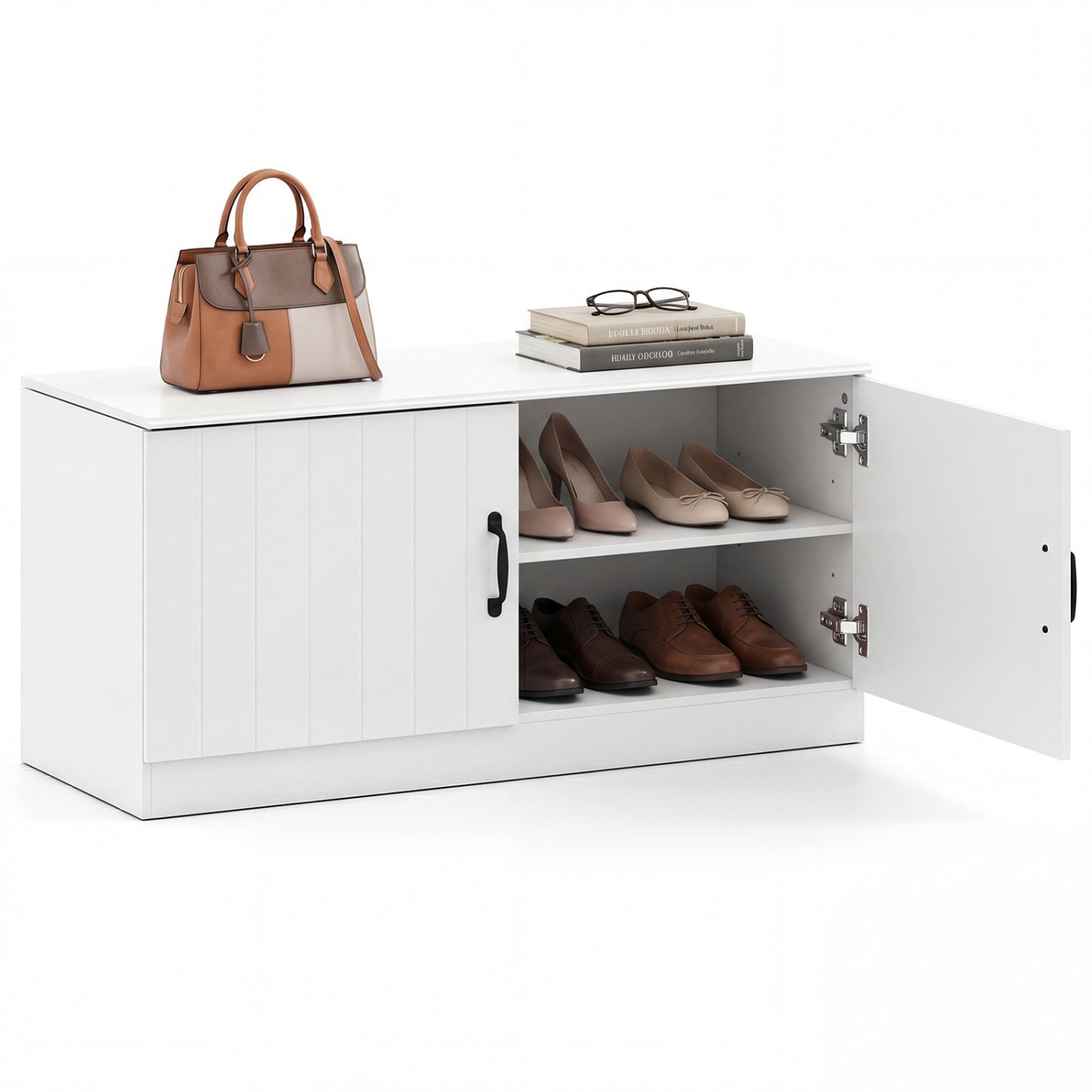 2-Door Shoe Storage Cabinet, Adjustable Shelves, White Shoe Racks & Storage Benches at Gallery Canada
