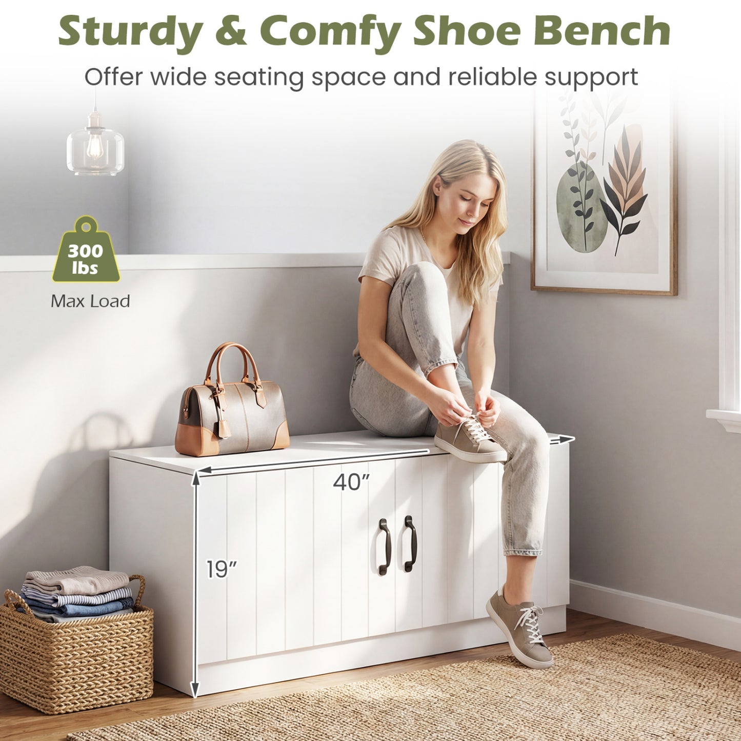 2-Door Shoe Storage Cabinet, Adjustable Shelves, White Shoe Racks & Storage Benches at Gallery Canada
