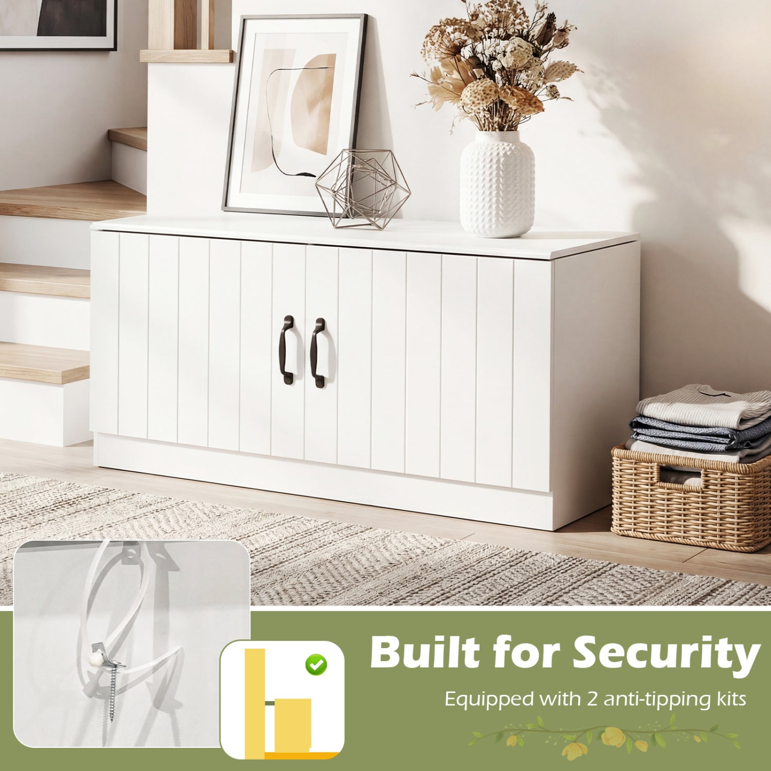 2-Door Shoe Storage Cabinet, Adjustable Shelves, White Shoe Racks & Storage Benches at Gallery Canada