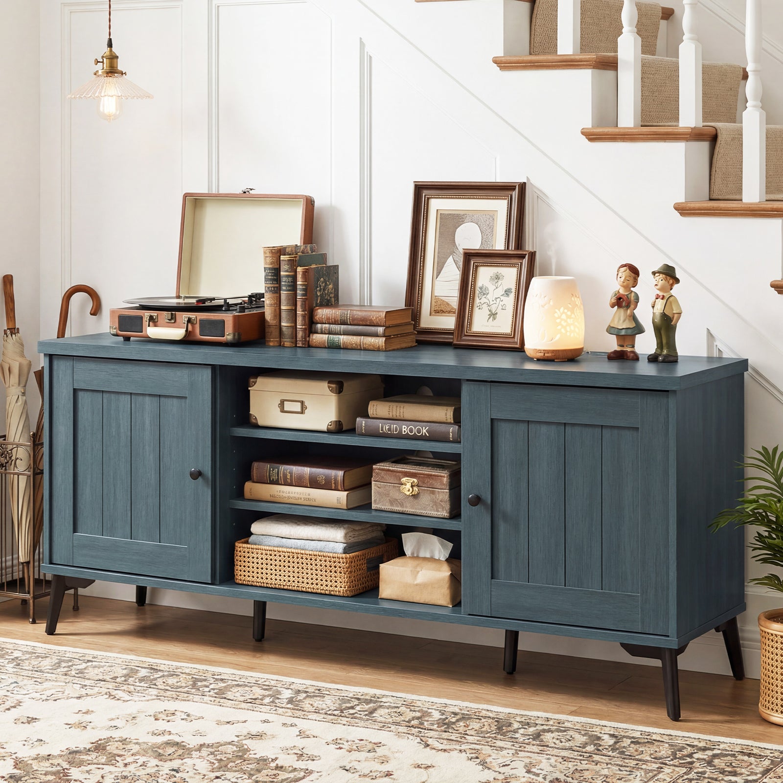 2-Door TV Stand for TVs Up to 65 Inch, Turquoise Entertainment Centers & TV Stands at Gallery Canada