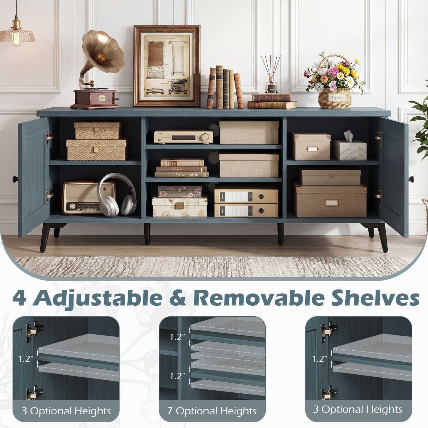 2-Door TV Stand for TVs Up to 65 Inch, Turquoise Entertainment Centers & TV Stands at Gallery Canada