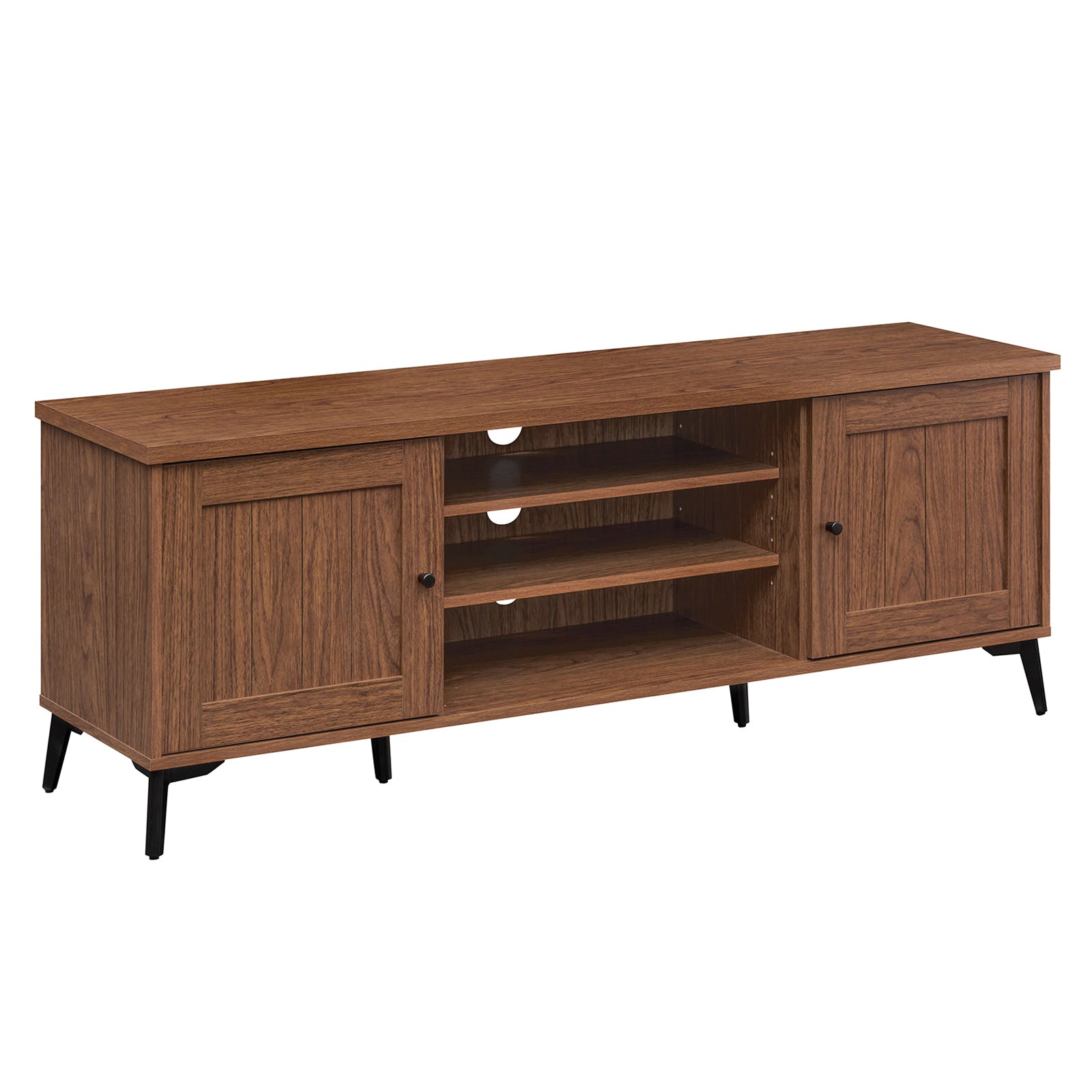 Mid Century Modern TV Stand, 2-Door Entertainment Center, 65 Inch, Brown Entertainment Centers & TV Stands at Gallery Canada