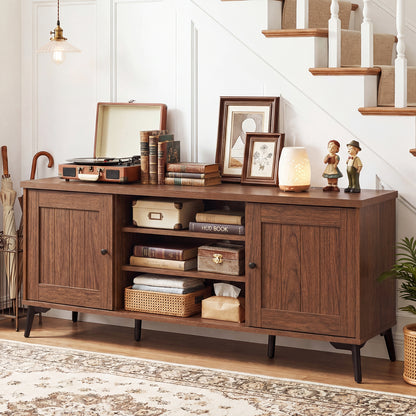 Mid Century Modern TV Stand, 2-Door Entertainment Center, 65 Inch, Brown Entertainment Centers & TV Stands at Gallery Canada