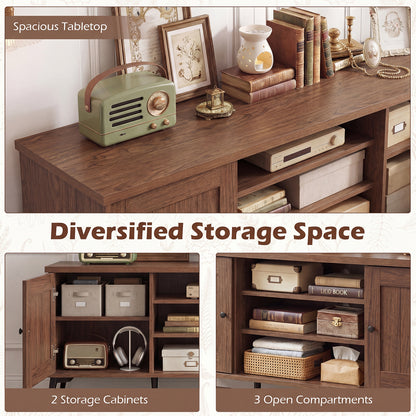 Mid Century Modern TV Stand, 2-Door Entertainment Center, 65 Inch, Brown Entertainment Centers & TV Stands at Gallery Canada