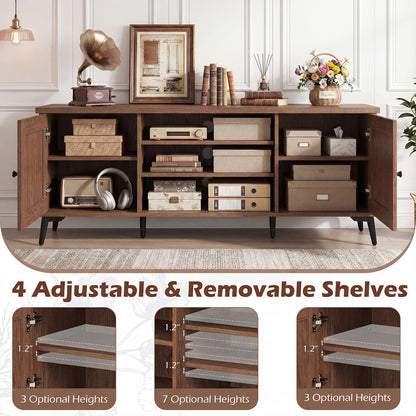 Mid Century Modern TV Stand, 2-Door Entertainment Center, 65 Inch, Brown Entertainment Centers & TV Stands at Gallery Canada