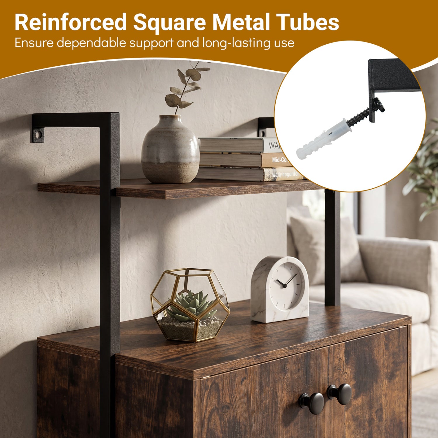 2-Door Wall Mount Bookshelf With Storage, Rustic Brown Bookcases at Gallery Canada