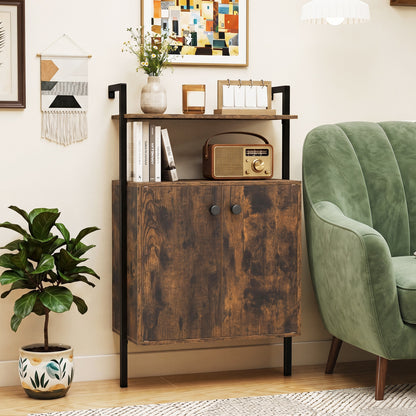 2-Door Wall Mount Bookshelf With Storage, Rustic Brown Bookcases at Gallery Canada