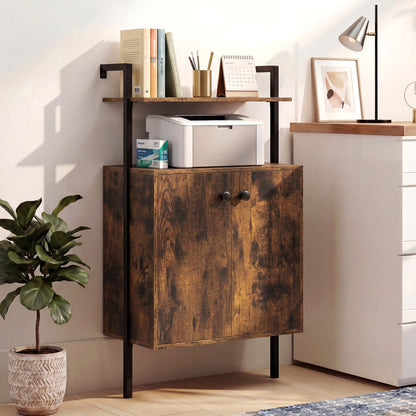 2-Door Wall Mount Bookshelf With Storage, Rustic Brown Bookcases at Gallery Canada