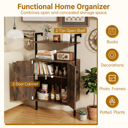 2-Door Wall Mount Bookshelf With Storage, Rustic Brown Bookcases at Gallery Canada