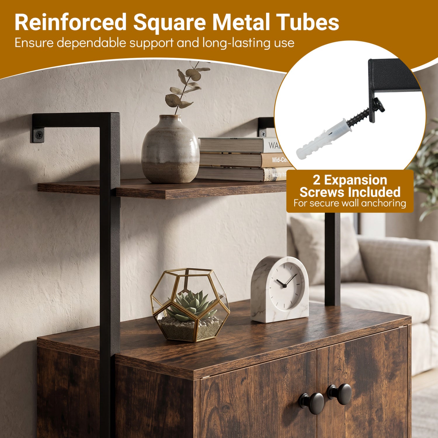 2-Door Wall Mount Bookshelf With Storage, Rustic Brown Bookcases at Gallery Canada