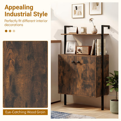 2-Door Wall Mount Bookshelf With Storage, Rustic Brown Bookcases at Gallery Canada