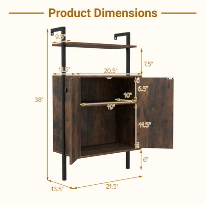 2-Door Wall Mount Bookshelf With Storage, Rustic Brown Bookcases at Gallery Canada