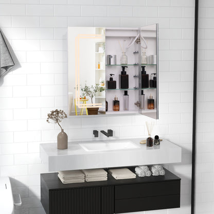 2 Door Bathroom Mirror Medicine Cabinet With Lights, White Wall Cabinets at Gallery Canada