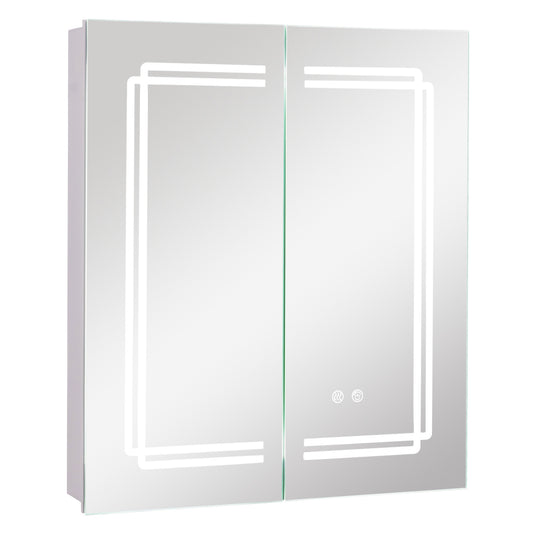 2 Door Bathroom Mirror Medicine Cabinet With Lights, White Wall Cabinets White at Gallery Canada