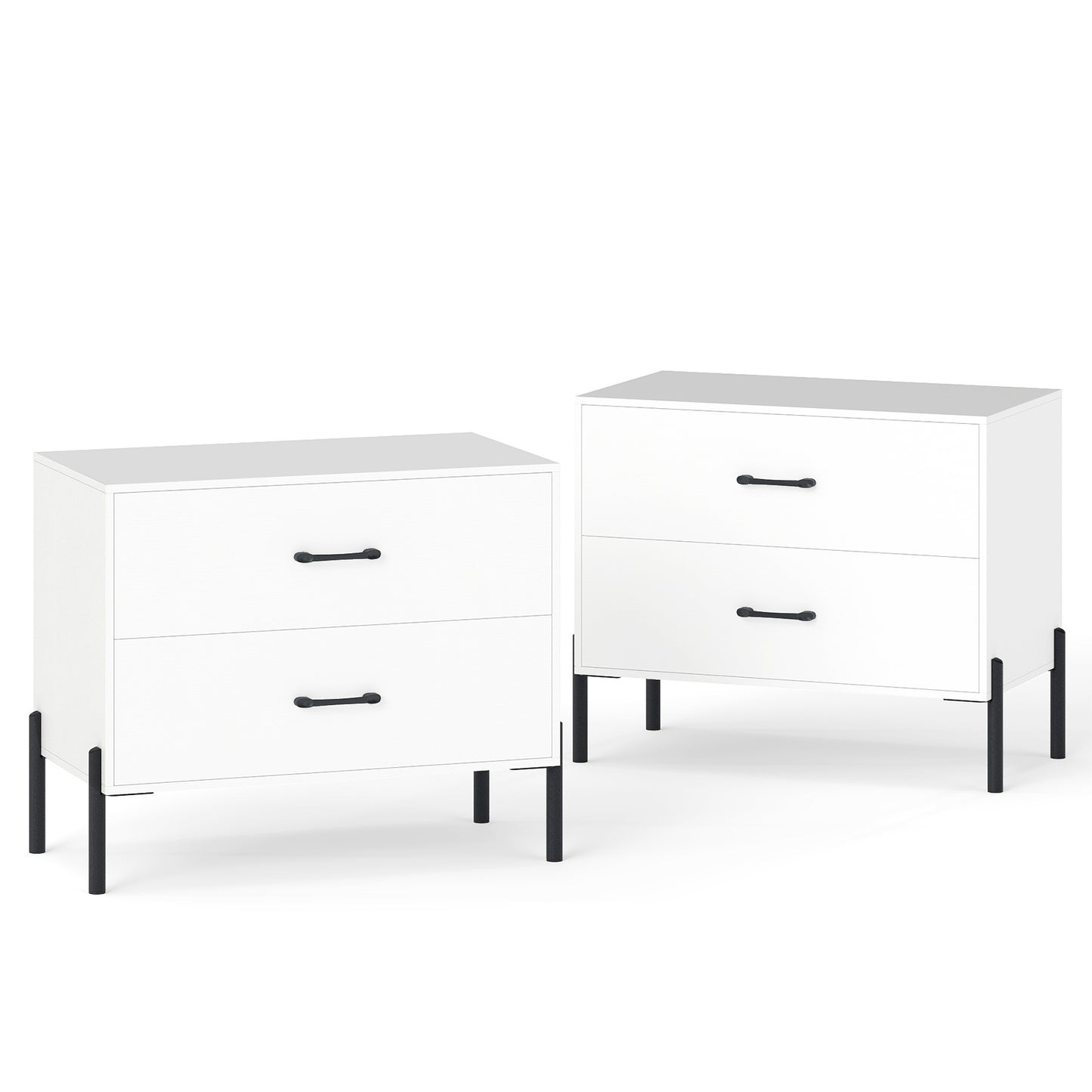 2-Drawer Dresser Modern Wooden Nightstand Set of 2, White Nightstands at Gallery Canada