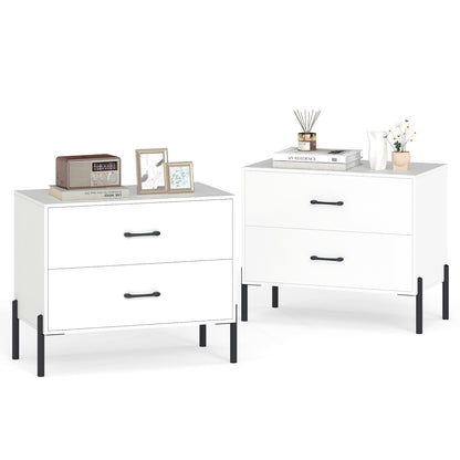 2-Drawer Dresser Modern Wooden Nightstand Set of 2, White Nightstands at Gallery Canada