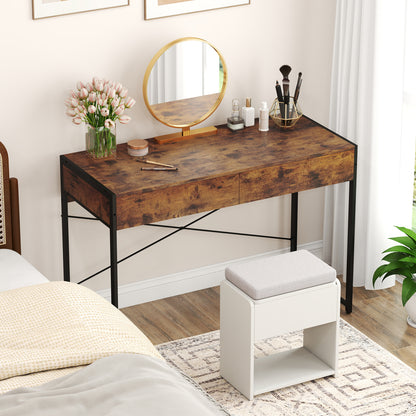 2-Drawer Home Office Desk with Steel Frame, Brown Writing Desks at Gallery Canada