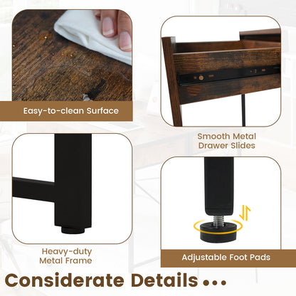 2-Drawer Home Office Desk with Steel Frame, Brown Writing Desks at Gallery Canada