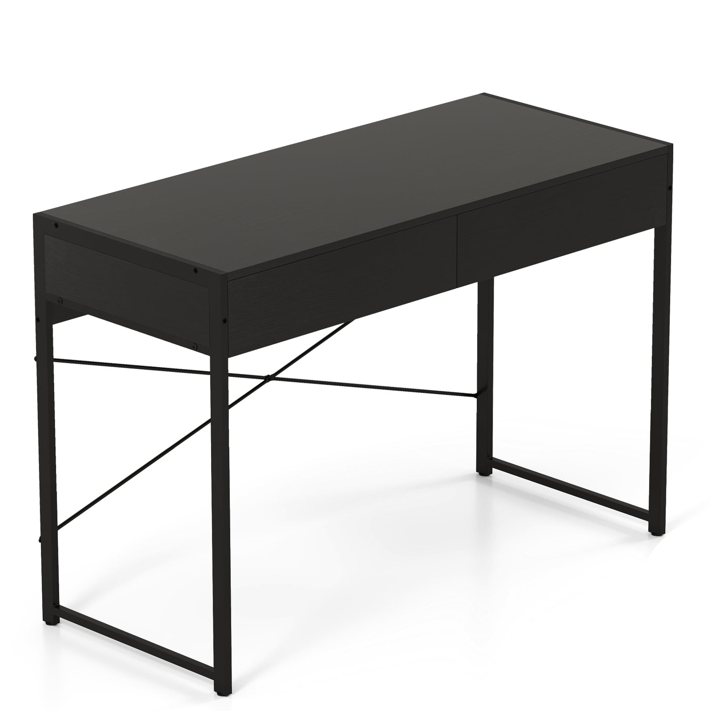 2-Drawer Home Office Desk, Steel Frame, Black Writing Desks at Gallery Canada