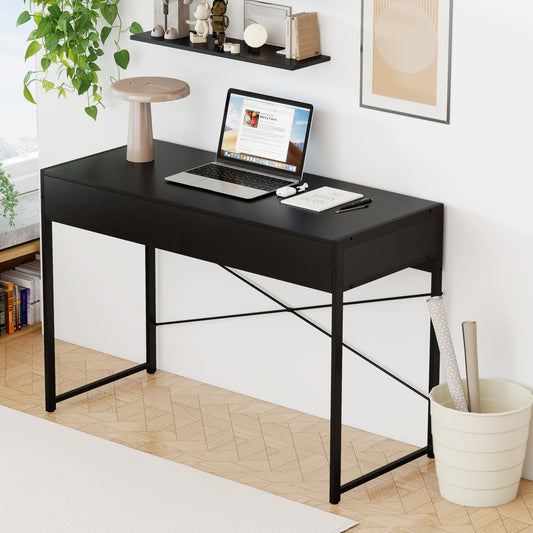 2-Drawer Home Office Desk, Steel Frame, Black Writing Desks Black at Gallery Canada