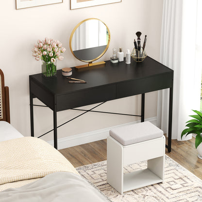2-Drawer Home Office Desk, Steel Frame, Black Writing Desks at Gallery Canada
