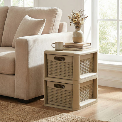 2-Drawer Storage Organizer, Wicker Pattern, Brown Dressers & Chests at Gallery Canada