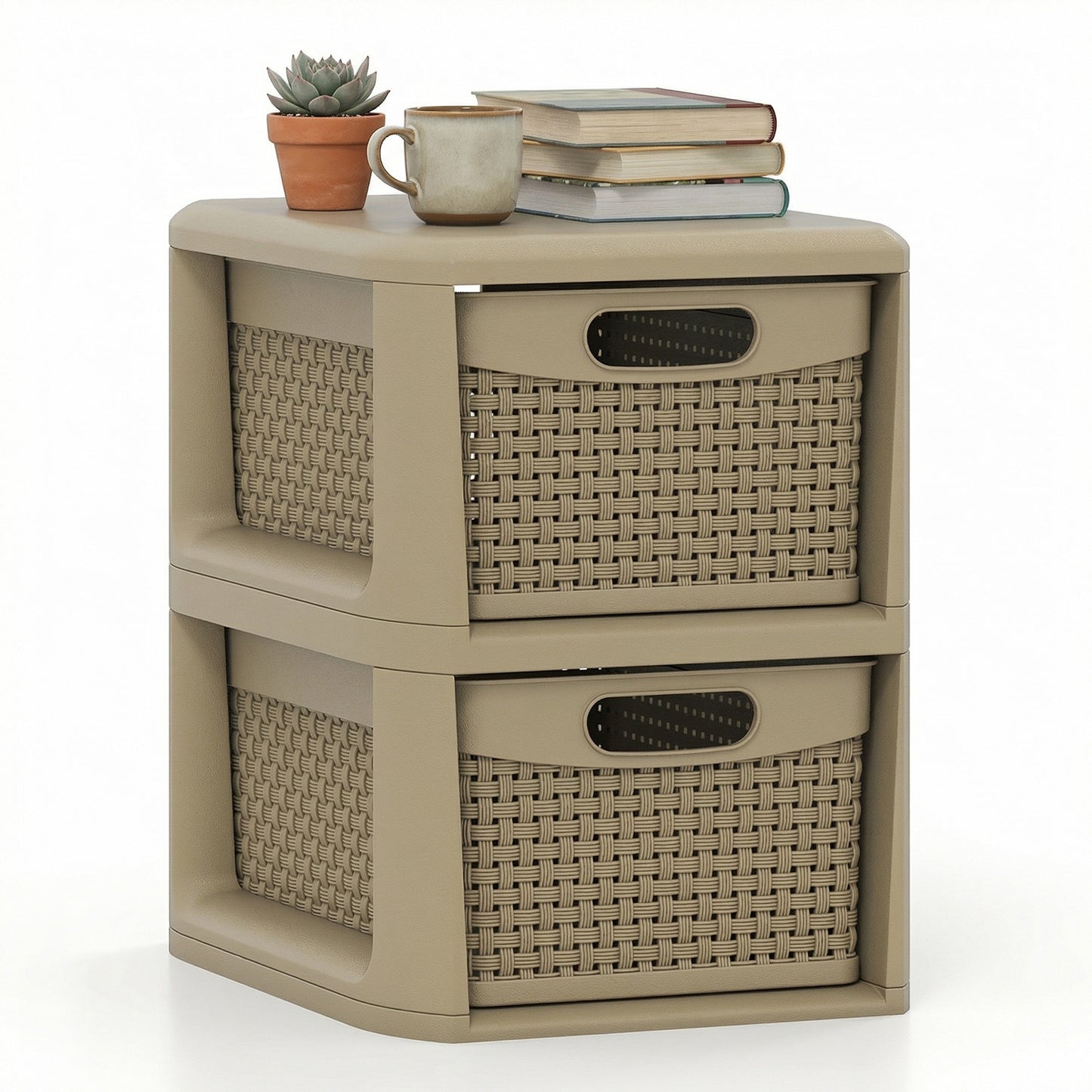 2-Drawer Storage Organizer, Wicker Pattern, Brown Dressers & Chests at Gallery Canada