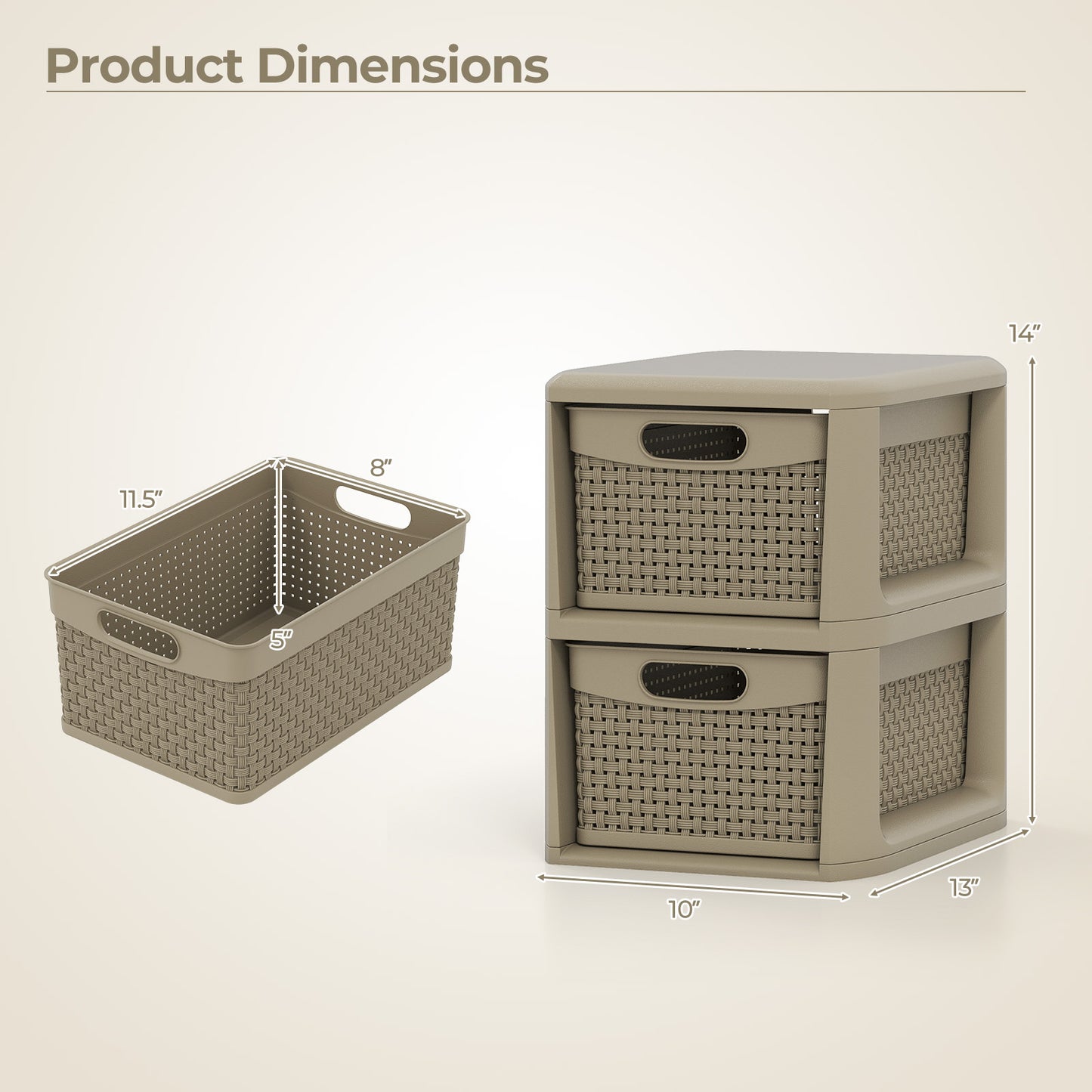 2-Drawer Storage Organizer, Wicker Pattern, Brown Dressers & Chests at Gallery Canada