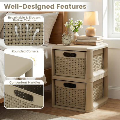 2-Drawer Storage Organizer, Wicker Pattern, Brown Dressers & Chests at Gallery Canada
