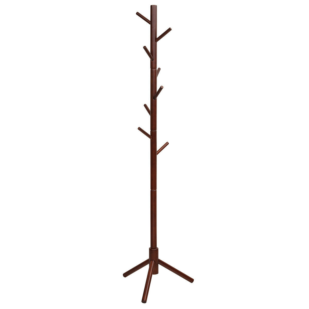 2 Heights Wooden Coat Rack with 8 Hooks, Walnut Coat Racks & Hall Trees at Gallery Canada