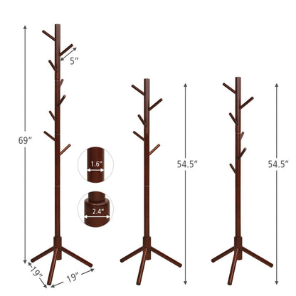 2 Heights Wooden Coat Rack with 8 Hooks, Walnut Coat Racks & Hall Trees at Gallery Canada