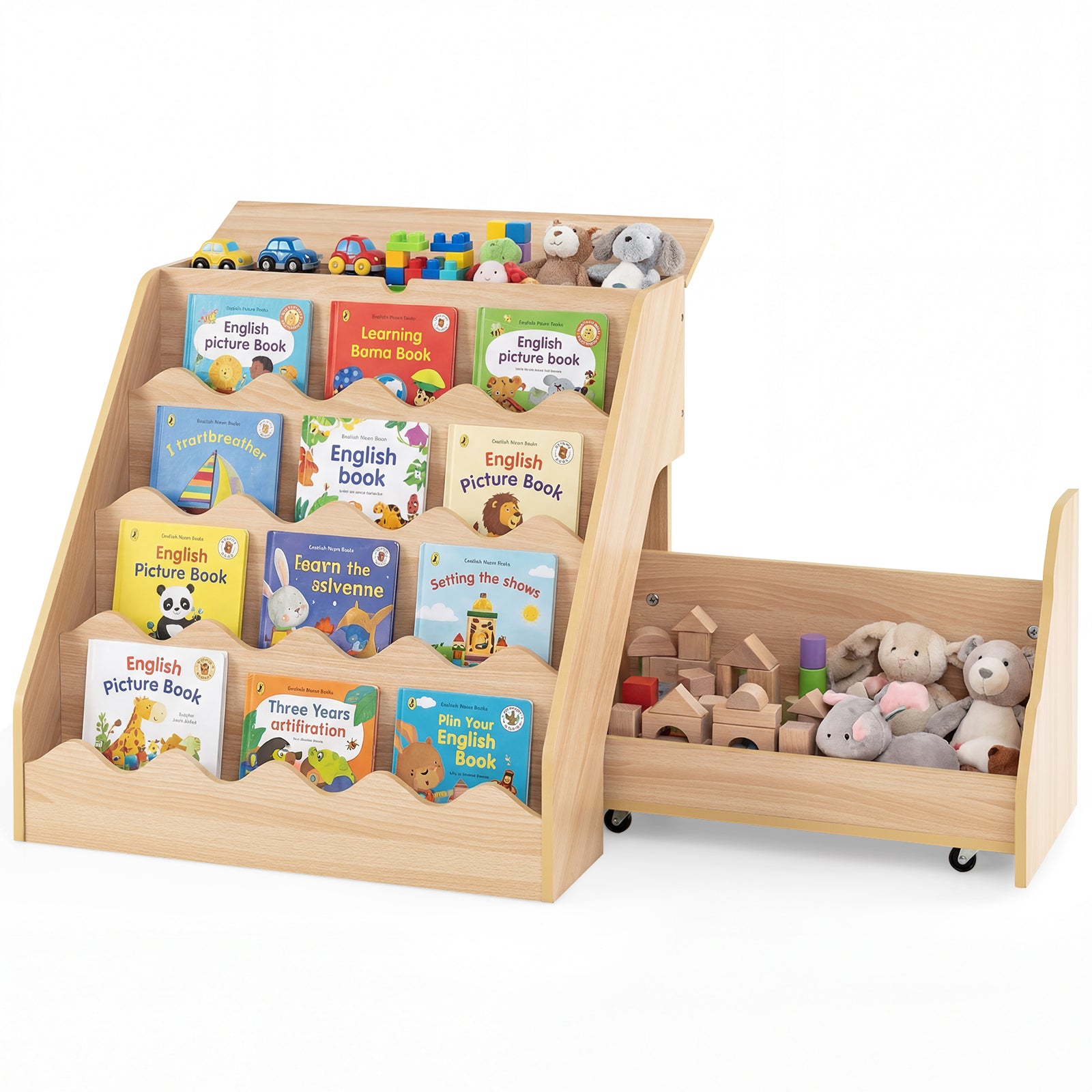 2-In-1 Kids Bookshelf And Toy Storage Organizer, Natural Kids Storage at Gallery Canada
