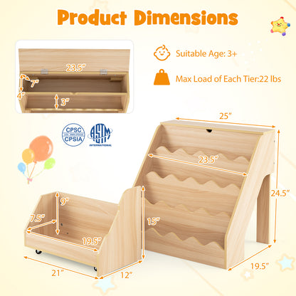 2-In-1 Kids Bookshelf And Toy Storage Organizer, Natural Kids Storage at Gallery Canada