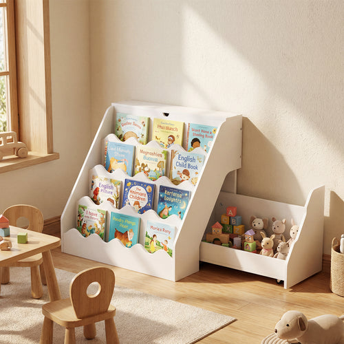 Kids Bookshelf Toy Storage Organizer, White