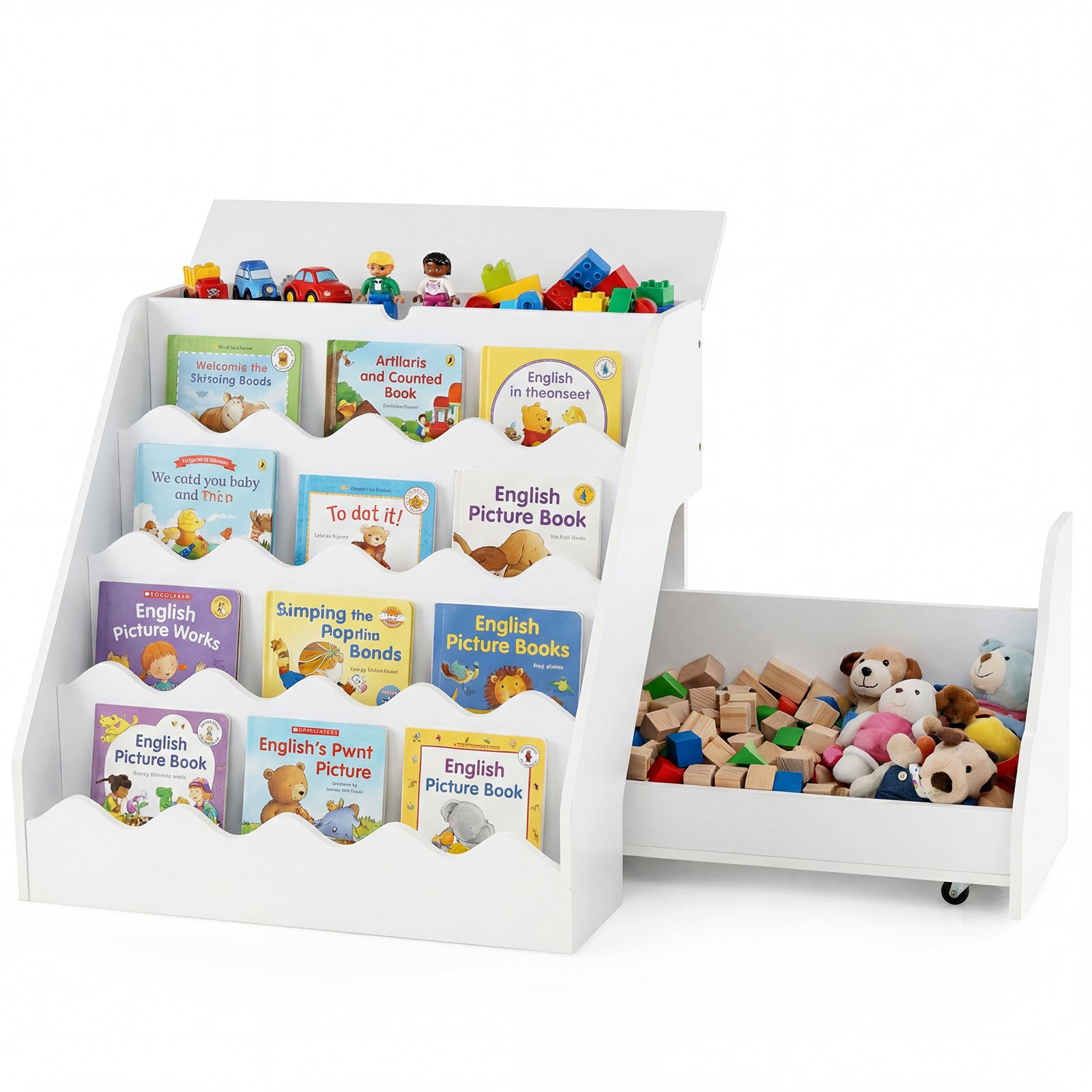 Kids Bookshelf Toy Storage Organizer, White Kids Storage White at Gallery Canada
