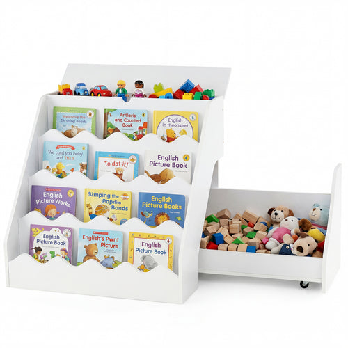 Kids Bookshelf Toy Storage Organizer, White