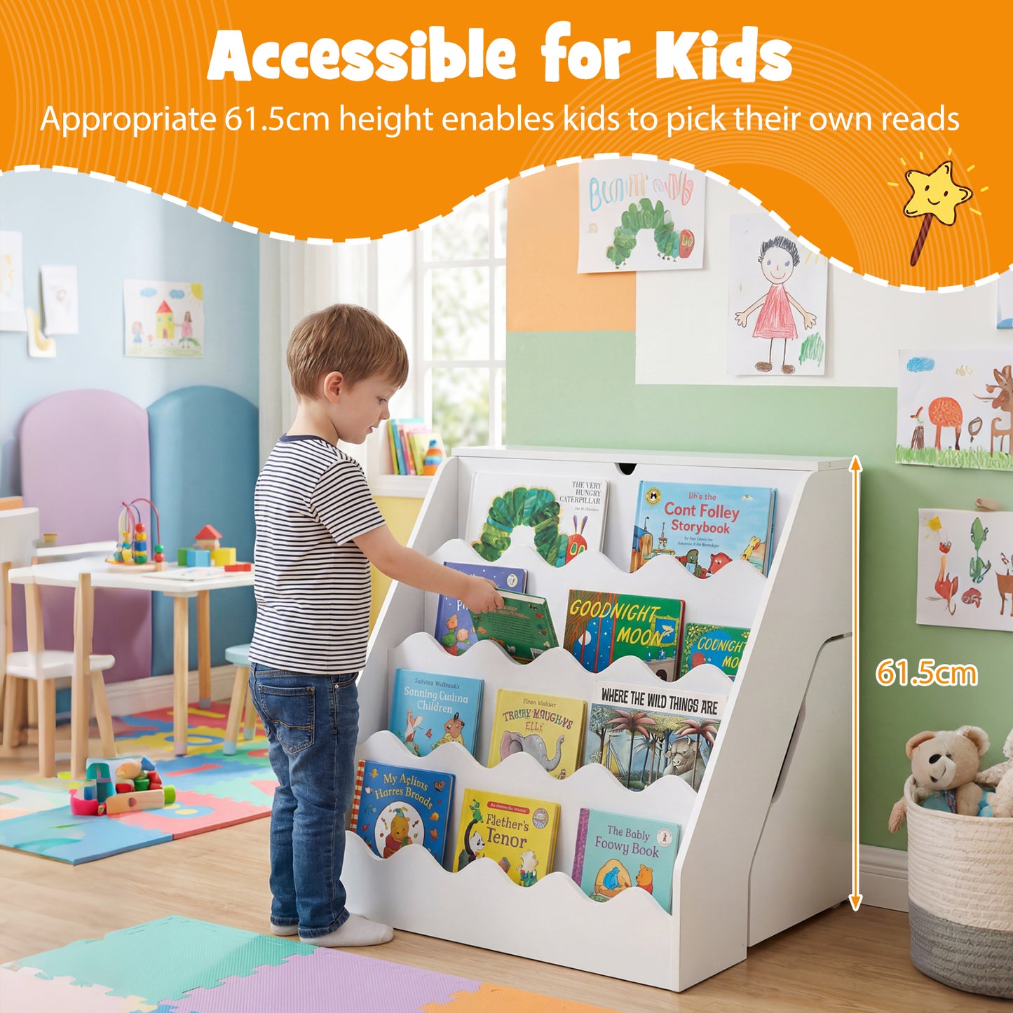 Kids Bookshelf Toy Storage Organizer, White Kids Storage at Gallery Canada