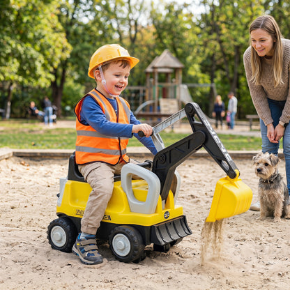 Kids Ride-On Tractor With Digging Arm & Trailer, Yellow