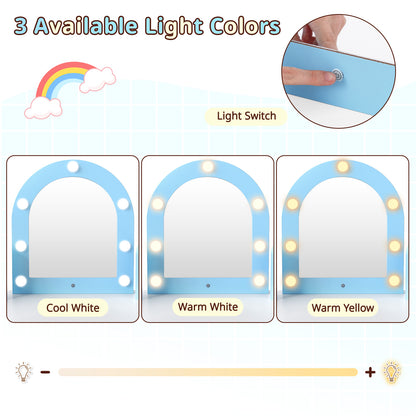 2-In-1 Kids Vanity Set with Lights for Toddlers 3+ Years Old, White