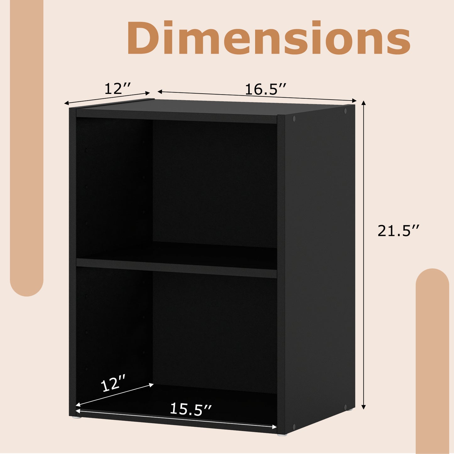 2-Layer Multifunctional Furniture Display Cabinet with Large Capacity Storage Space, Black Bookcases at Gallery Canada