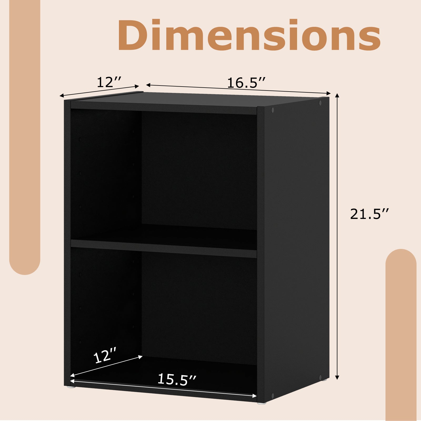 2-Layer Multifunctional Furniture Display Cabinet with Large Capacity Storage Space, Black Bookcases at Gallery Canada