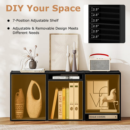 2-Layer Multifunctional Furniture Display Cabinet with Large Capacity Storage Space, Black Bookcases at Gallery Canada