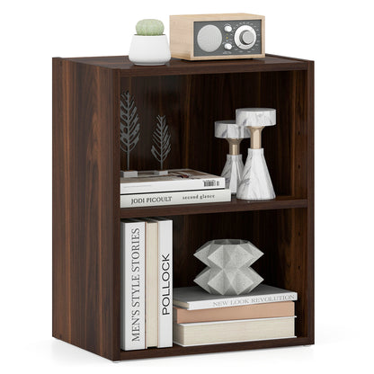 2-Layer Multifunctional Furniture Display Cabinet with Large Capacity Storage Space, Walnut Bookcases at Gallery Canada