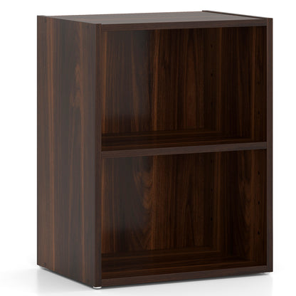 2-Layer Multifunctional Furniture Display Cabinet with Large Capacity Storage Space, Walnut Bookcases Walnut at Gallery Canada