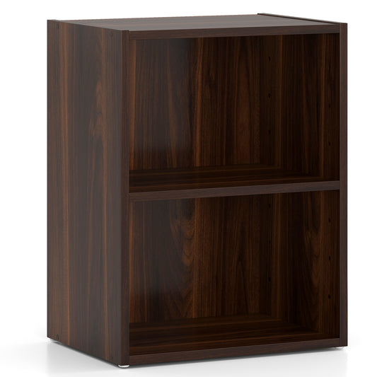 2-Layer Multifunctional Display Cabinet, Walnut, Large Storage